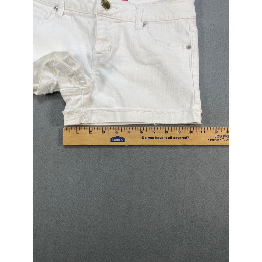 Tinseltown White‎ Denim Shorts Frayed Hem Rhinestone Accents Size 9 Womens - Picture 6 of 8